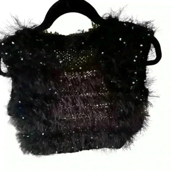 Hand crocheted black silvery open front cardigan - small - Picture 2 of 3